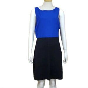Cynthia Rowley Colorblock A-Line Dress XL Sleeveless Stretch Blue Black